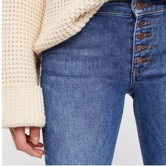 Free People Button Fly Reagan Raw Hem Skinny Jean - Picture 2 of 9